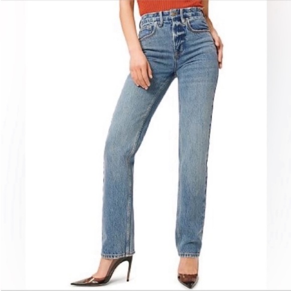 Good America Denim Jeans 90s ICON High Rise Straight Distressed Sold Out… - Picture 15 of 15